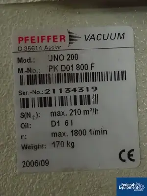 USED Pfeiffer Vacuum Pfeiffer Vacuum System, Model WU910, 754 CFM