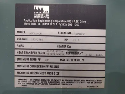 APPLICATION ENGINEERING MODEL #AEC-2-CH 2 TON PORTABLE CHILLER: STOCK #23429