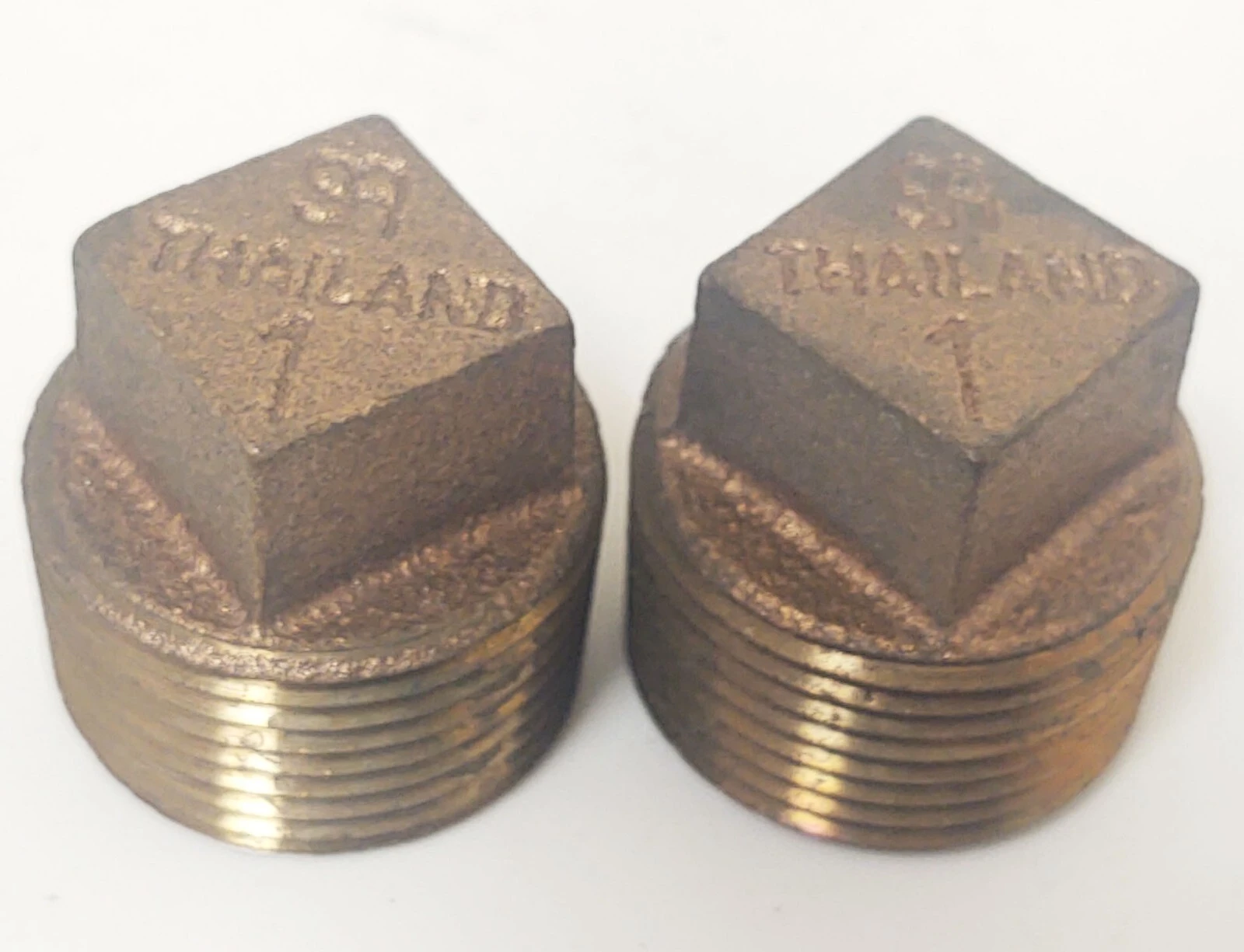 🔥(QTY 2) 1″ Brass Pipe Plug Threaded Square Head CORED Hex Plug
