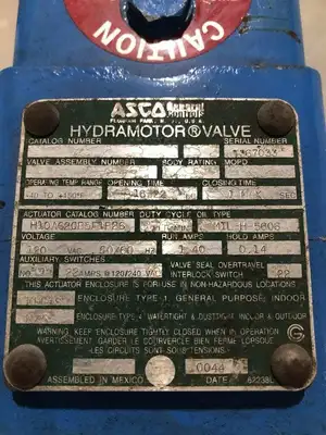 ASCO Hydramotor 4″ CI Electric Actuated Gas Shut-Off Valve 120V -40-150°F