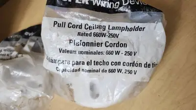 Electrical Outlet Boxes and Pull Cord Ceiling Lampholders