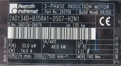 NEW INDRAMAT 2AD134D-B35RA1-DS07-H2N1 SERVO MOTOR 293706
