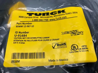 BSWM 12-967-10, U-91684 | Turck BSWM 12-967-10 VersaFast Single Ended Cable Cordset U-91684 - New