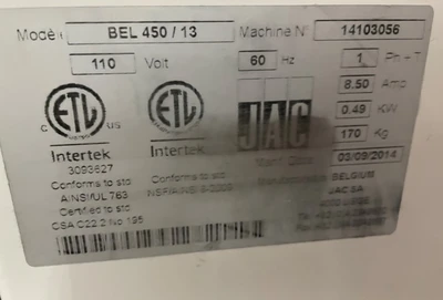 72-0358 JAC Duro BEL 450/13 Bread Slicer