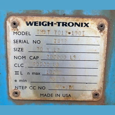 USED AVERY WEIGH-TRONIX IMXT 7012-100T