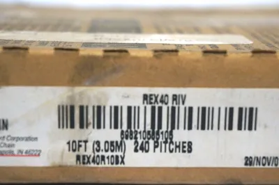 NEW REXNORD REX40R10BX 10' ROLLER CHAIN REX40RIV