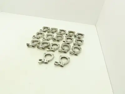 13MHHS-1-304 3 Segment Sanitary Clamp 1" to 1.5" Pipe W 2.1" Flange Lot of 17