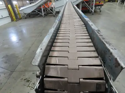 New London Engineering 7.5"x 17' 5" PlastiTrak Plastic Chain Bottle Conveyor 3PH