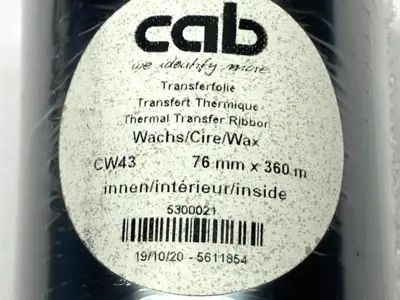 New | in-Stock CAB Black Thermal Transfer Wax Ribbon 76mm Width x 360m Length, CW43 Commercial Materials & Supplies Michigan US | Maverick Industrial Sales #1489524