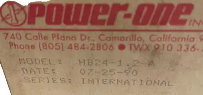 NEW POWER ONE HB24-1.2-A POWER SUPPLY 24VDC 1.2AMPS HB2412A