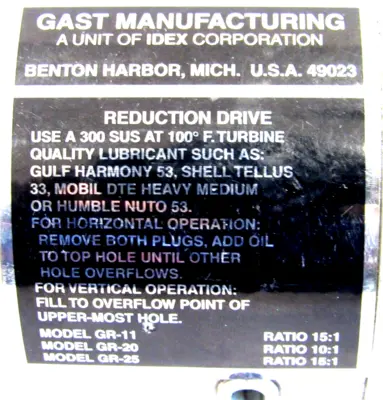 NEW GAST 1UP-NRV-16-GR11 GEAR MOTOR 1UPNRV16GR11