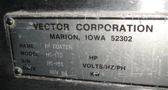 Used VECTOR _UNKNOWN_ Tablet Coating Connecticut US | DMC Industries #1281801