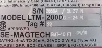 NEW ISE MAGTECH LTM-200DG-24IN LEVEL TRANSMITTER LTM200DG24IN