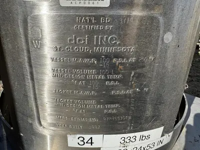 Tank, 26 Gallon (100 Liter), DCI, Stainless Steel, Portable, #5991463