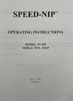 2011 SPEED-NIP SN-205 BOOK COMPRESSOR | Styers Equipment Company (10)