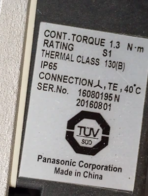 USED Panasonic SERVO DRIVER 1.3Nm Rating  S1