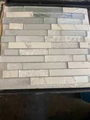 Whistler Ice Interlocking Mosaic Tile - 11.81 x 11.81 in - 0.31 in Thick - Pack of 10