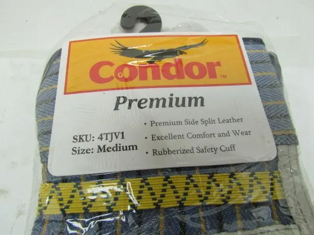 Condor 4TJV1 Size Medium Premium Leather Palm Gloves Cow Split Grey 12 Pair