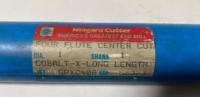 Niagara Cutter HSS 4 Flutes Center Cut Extra Long Cobalt End Mill 1 inch Dia New