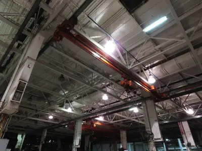 Cleveland Tramrail P&H 6 Ton Single Girder Underhung Bridge Crane 35' 10" Span