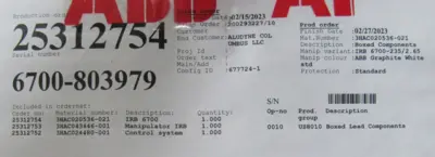 NEW ABB IRB 6700-235/2.65 ROBOT 3HAC020536-021 3HAC024480-001 3HAC043446-001