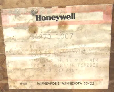 NEW HONEYWELL S427D-1007 PURGE TIMER S427D1007