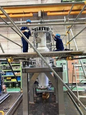 Tomoe TRV085HT vertical gas-tight decanter centrifuge, 316SS.