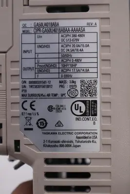 Yaskawa CIPR-GA50U4018ABAA-AAAASA INVERTER GA500 400V 3PH IP20 - STOCK 3719CC