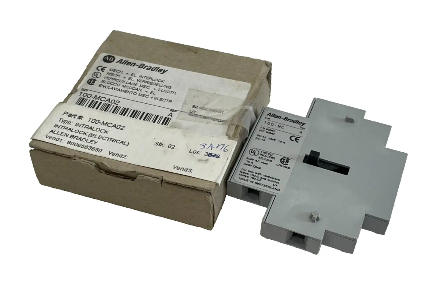 ALLEN BRADLEY 100-MCA02 MECHANICAL INTERLOCK 100MCA02 NEW, SURPLUS
