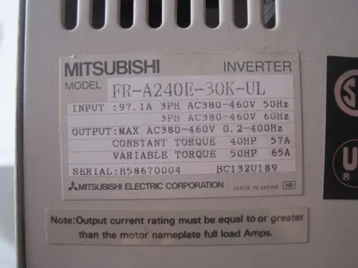 USED MITSUBISHI FR-A240E-30K-UL INVERTER DRIVE