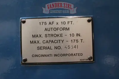 Used CINCINNATI 175AF-10 Press Brakes Michigan US | Vander Ziel Machinery Sales #1388397
