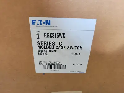New | in-Stock EATON RGK316WK Switchgears British Columbia CA | Lenmark #240170