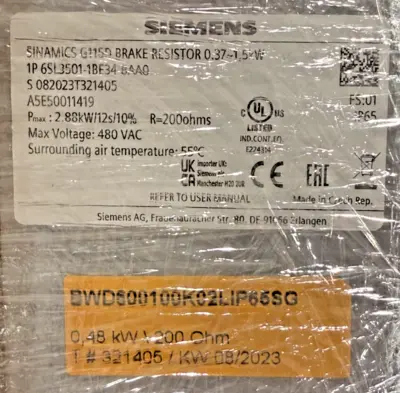 NEW SIEMANS 6SL3501-1BE34-8AA0
