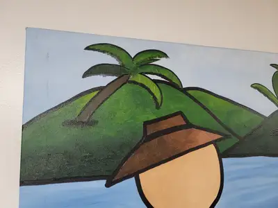 New | in-Stock FalconRestaurantSupply New Walmiru Original Faceless Painting on Canvas - Drinking Coconut Water 36" x 60" Restaurant Front of House Furnishings Illinois US | Falcon Restaurant Supply #1376745