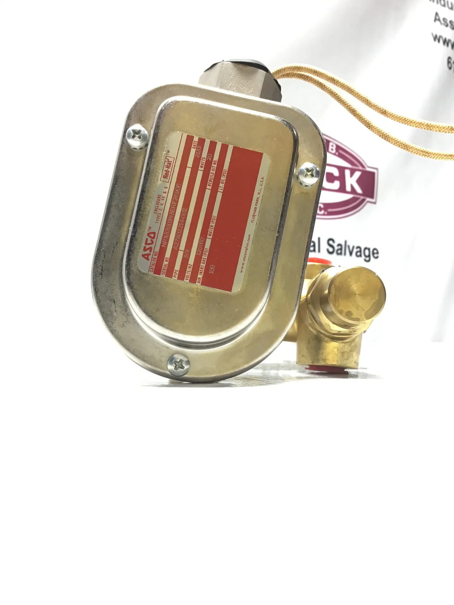 Asco NPX8300383ERF26906 Red-hat Solenoid Valve 3/8NPT 120/60V