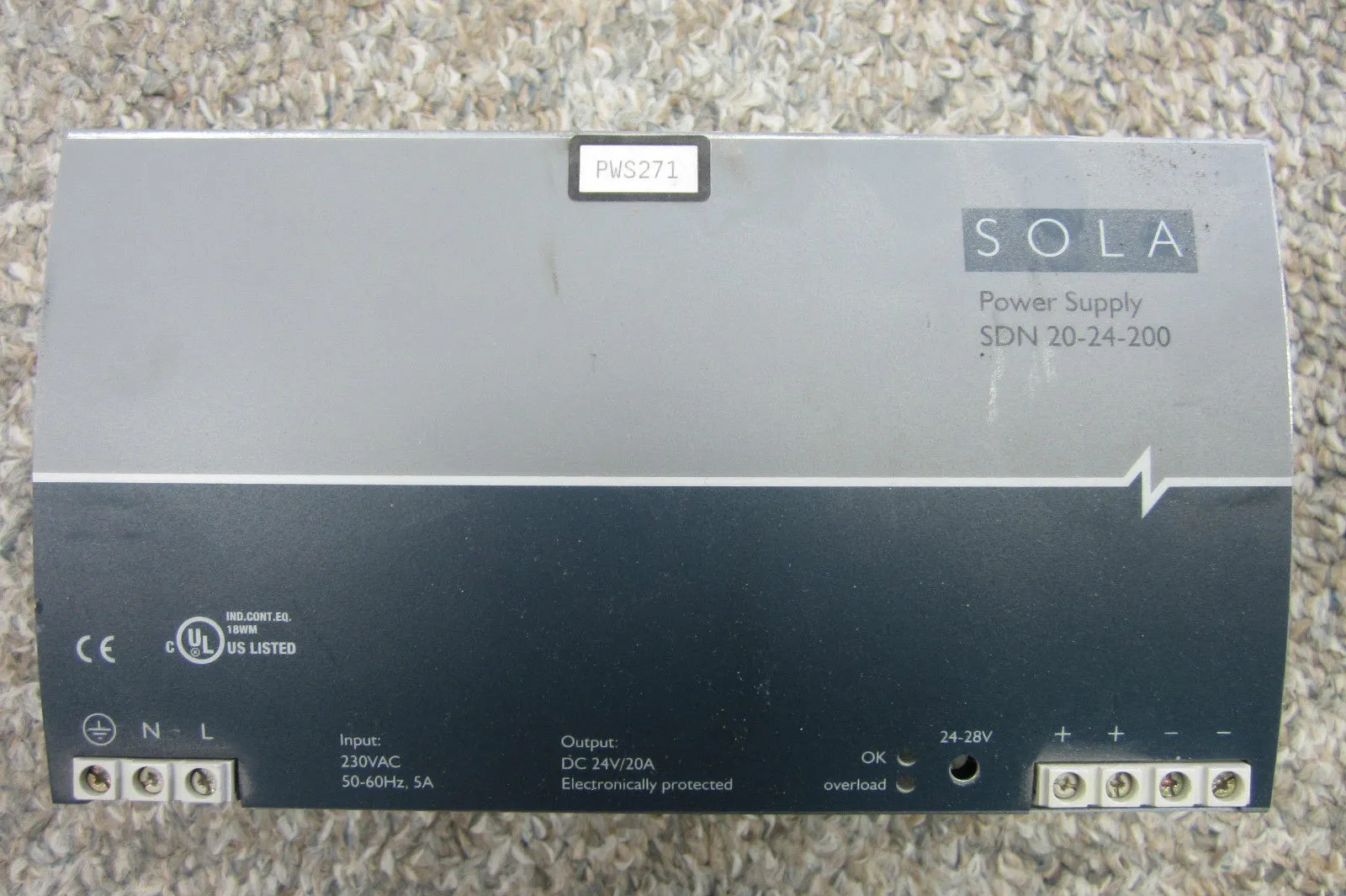 SOLA ELECTRIC SDN20-24-200 POWER SUPPLY SDN2024200