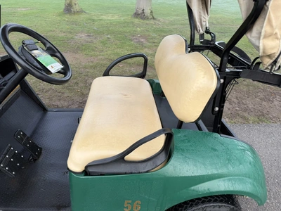 (1) 2017 E-Z-Go golf cart with a Kawasaki gas engine, model 625111G01, includes canopy, ball cover, ...