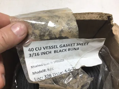 Maximo 1050221 Black Buna Rubber Vessel Gasket Sheet 3/16″In 40 CU