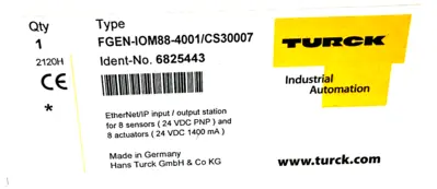 NEW TURCK FGEN-IOM88-4001/CS30007 I/O MODULE 6825443 FGENIOM884001CS30007