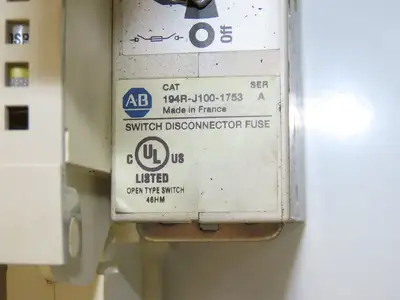 Allen Bradley Fused Disconnect Switch 3Ph 100A 600VAC Hoffman Enclosure 12x10"
