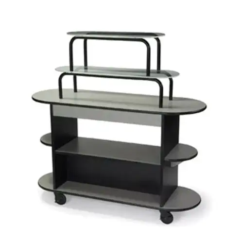 Geneva Oval Dessert Cart w/ Multi-Tiered Design - Gray Sand (37218)