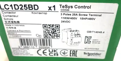 NEW SCHNEIDER ELECTRIC LC1D25BD CONTACTOR 3 POLE 25 AMP 24VDC