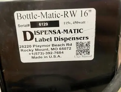 USED DISPENSA-MATIC BOTTLE-MATIC RW 16"