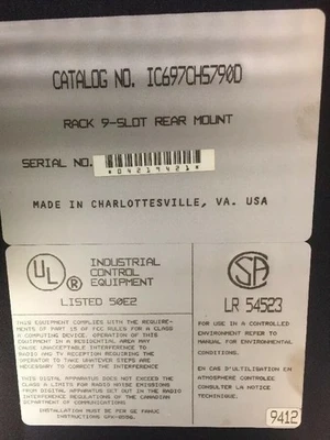 USED GE Fanuc IC697CHS790D