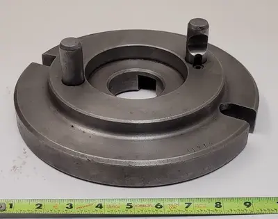 D1-6 LATHE CHUCK ADAPTER BACK PLATE, 10" DIAMETER, 2-1/4" THRU HOLE, 2 PINS