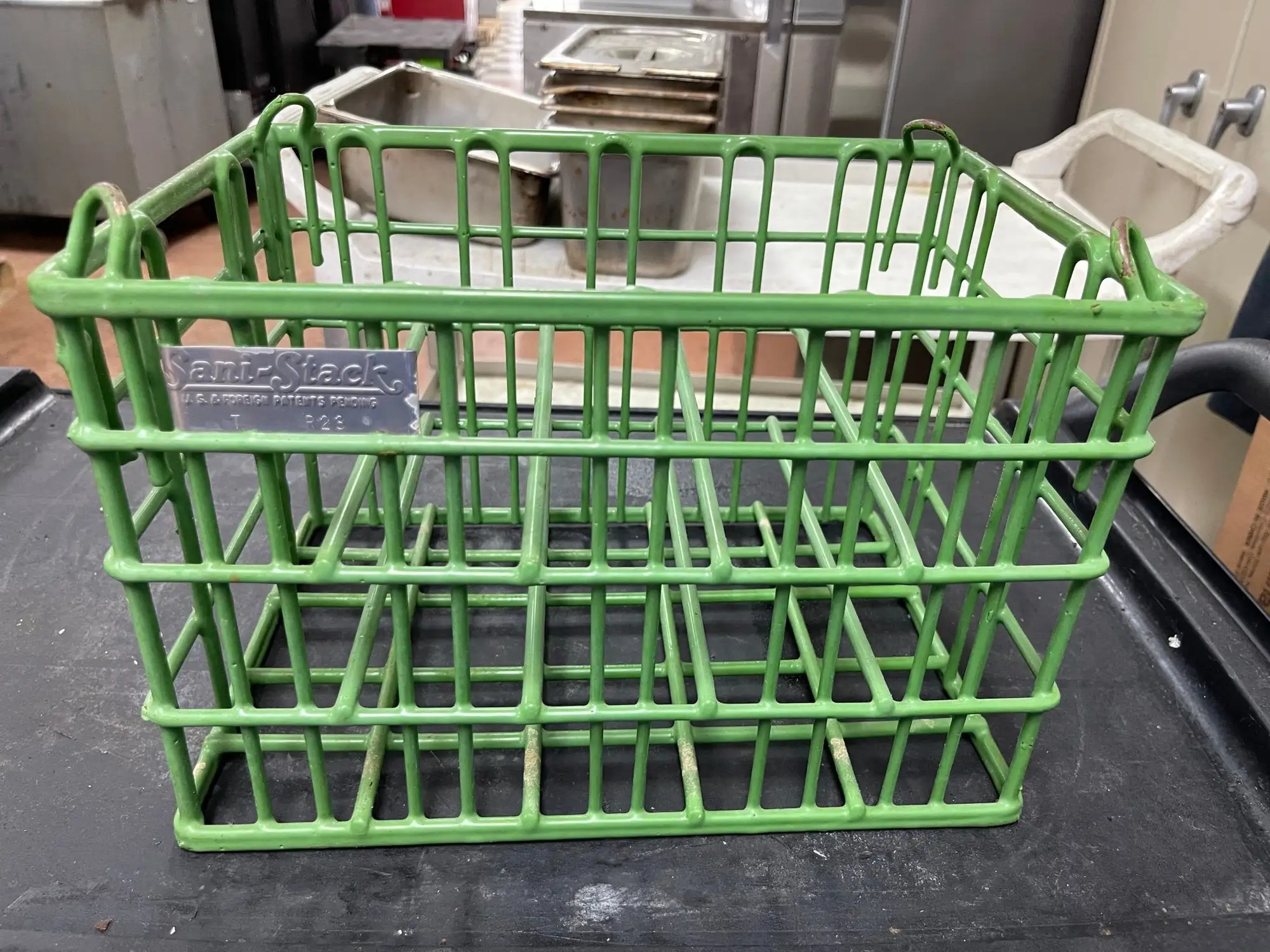 Used Sani Stack Used Sani Stack Coated wire Plate Washing Basket Crate P23 Baskets Illinois US | Falcon Restaurant Supply #1376193