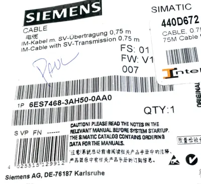 NEW SIEMENS 6ES7468-3AH50-0AA0 CABLE 0.75M 6ES74683AH500AA0