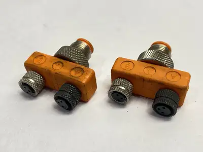 ASBS 2-M-8 | Lumberg Automation  M12 4-Pin M - Dual M8 3-Pin F Splitter LOT OF 2 - Used