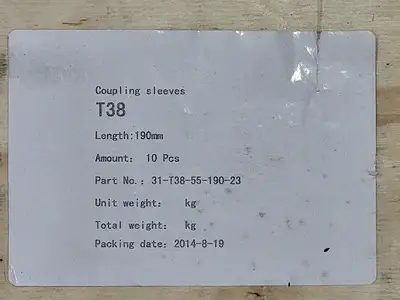 Coupling Sleeves T38, 31-T-38-55-190-23, (Box of 10)