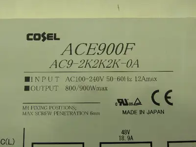 Cosel AC9-2K2K2K-0A AXE900F Power Supply 48V DC 18.9A